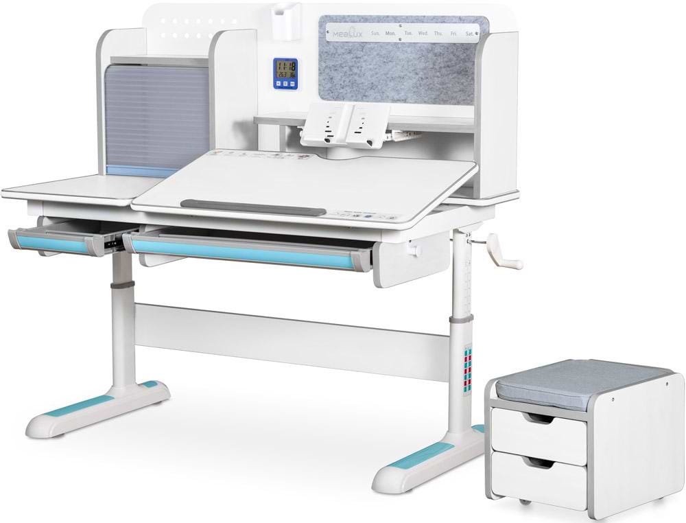 Парта школьная Mealux Winnipeg Multicolor Plus WG Blue (BD-630 WG + BL с тумбой)